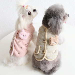 Pet Cat And Dog Bronzing Print Bear Vest