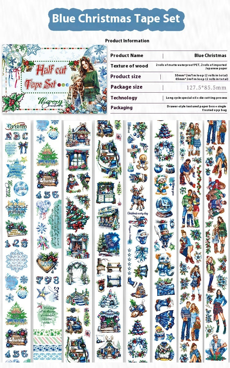 Christmas Material Cutting-free Die-cutting Kit Journal Tape Pet Journal Stickers