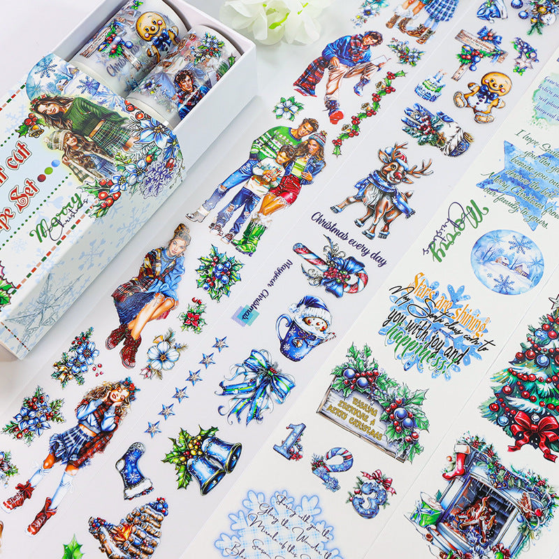 Christmas Material Cutting-free Die-cutting Kit Journal Tape Pet Journal Stickers