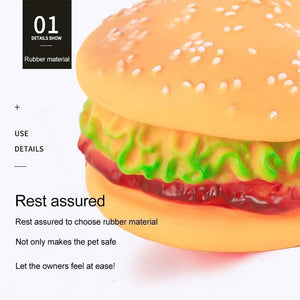 Hamburger Squeaky Toy Bite-Resistant Hamburger Dog Toys Squeaky Chewing Toys Tooth Cleaning Dog Supplies, Golden Retriever Teddy Pets Dog Training, Sofa Damage Prevention, Hamburger Pet Toys